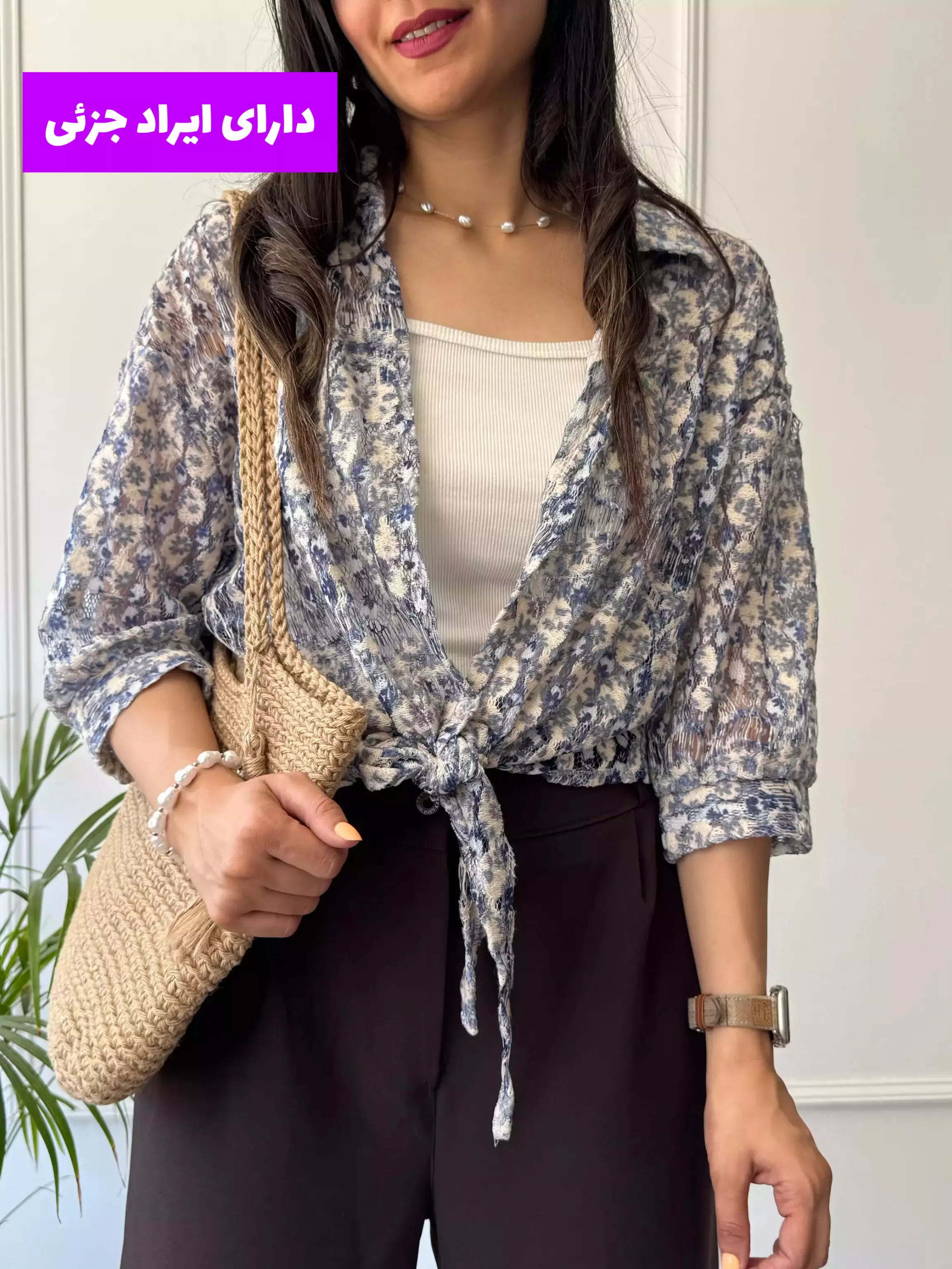 شومیز مانتویی گره ای کیوت ( دارای ایراد جزئی )